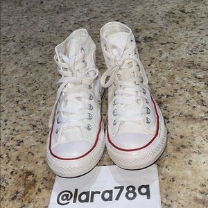 Converse White and Red High-Top Sneakers
